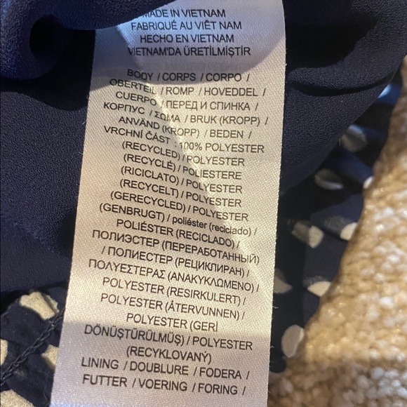 Lauren Ralph Lauren Ruffle Polka Dot Sheer Off the Shoulder Top Navy White XL - Picture 8 of 9